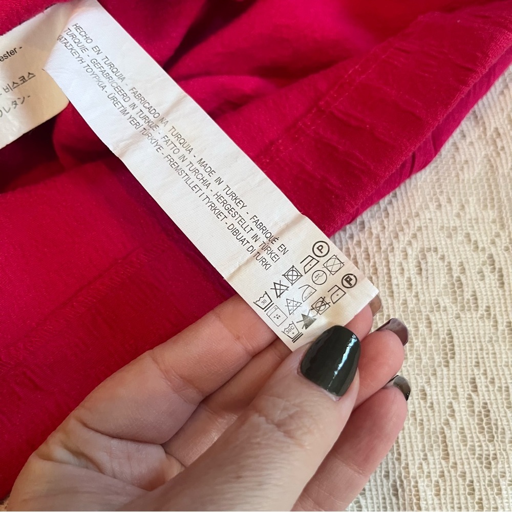 Zara woman textured bell sleeve fuchsia mini dress - Picture 8 of 10